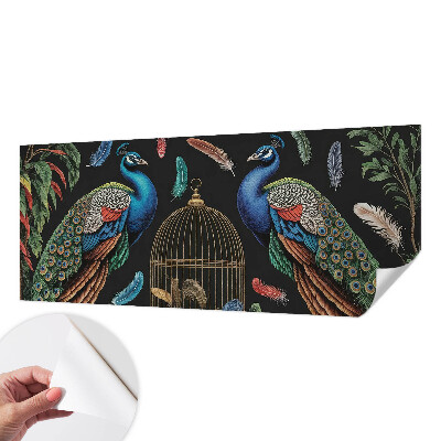 3D wall mural with an exotic peacock motif