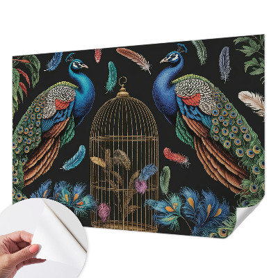 3D wall mural with an exotic peacock motif