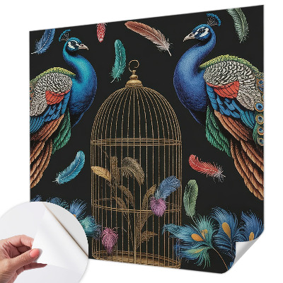 3D wall mural Exotic peacocks