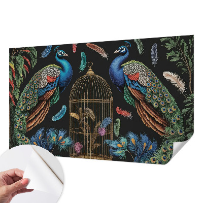 3D wall mural with an exotic peacock motif