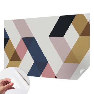 Peel and stick wall mural with colorful rhombus pattern designed for kids' rooms