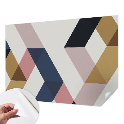 Peel and stick wall mural with colorful rhombus pattern designed for kids' rooms