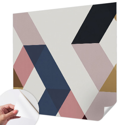 Peel and stick wall mural with colorful rhombus pattern designed for kids' rooms
