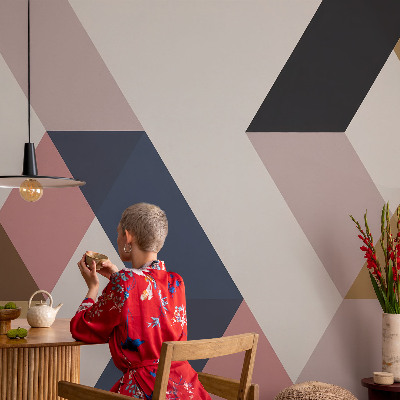 Peel and stick wall mural with colorful rhombus pattern designed for kids' rooms