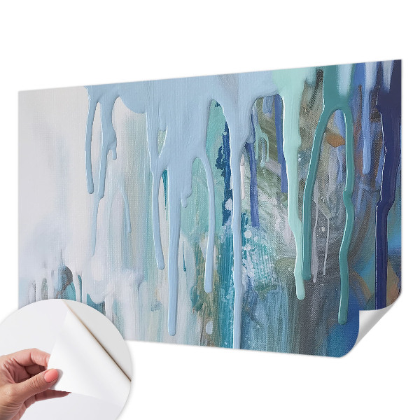 Nursery wall mural with a blue cascading water design