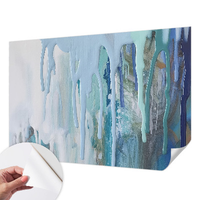 Nursery wall mural with a blue cascading water design
