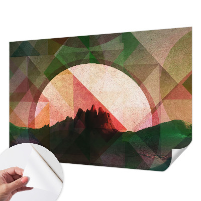 Baby room wall mural with a picturesque hills design