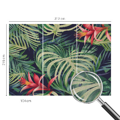 Peel and stick wall mural with an exotic plants design