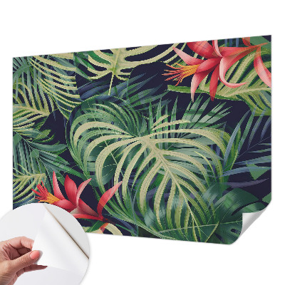 Peel and stick wall mural with an exotic plants design
