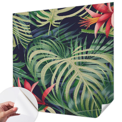 Peel and stick wall mural with an exotic plants design