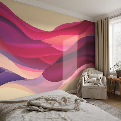 Children's wall mural with a liquid waves design