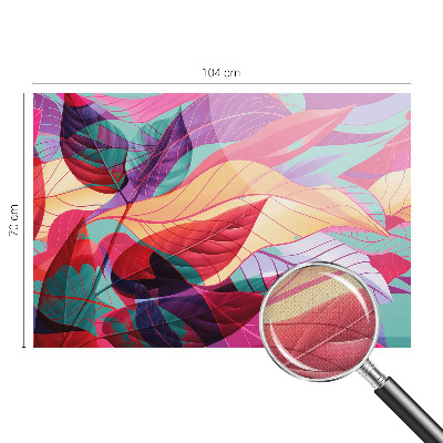 Self-adhesive wall mural with an abstract leaves design