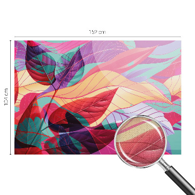 Self-adhesive wall mural with an abstract leaves design