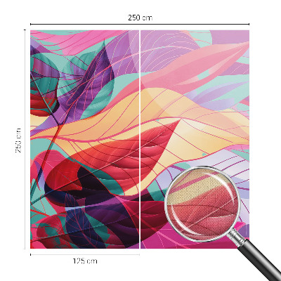 Self-adhesive wall mural with an abstract leaves design