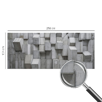 Removable wall mural with a concrete blocks design