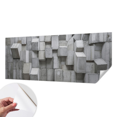 Removable wall mural with a concrete blocks design