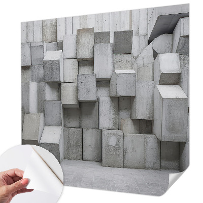 Removable wall mural with a concrete blocks design