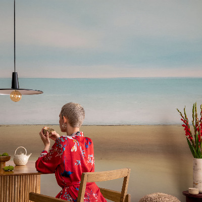 Stick-on wall mural featuring a seaside landscape