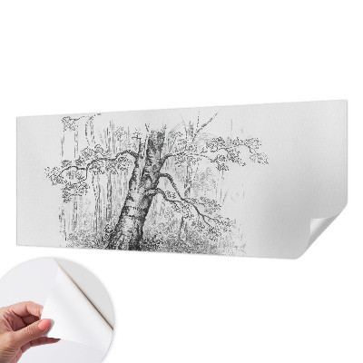 Removable wall mural wallpaper with a forest tree design