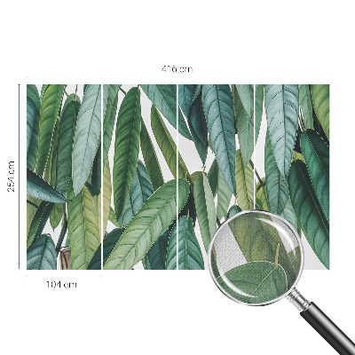 Peel and stick wall mural for living room with a natural leaves design
