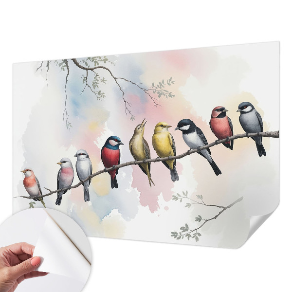 Peel and stick wall mural for bedroom Birds on a branch
