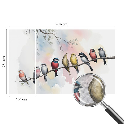 Peel and stick wall mural for bedroom featuring birds on a branch