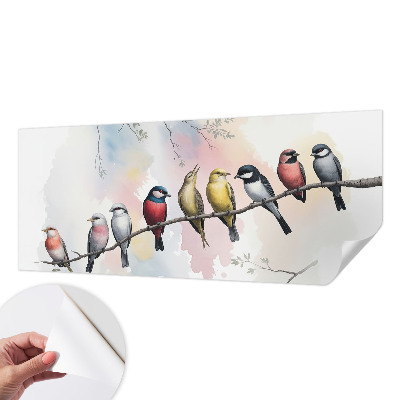 Peel and stick wall mural for bedroom featuring birds on a branch