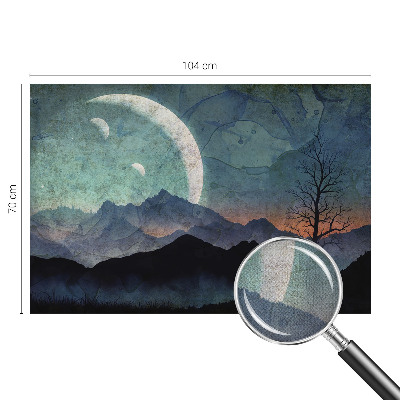 Self-adhesive wall mural featuring a night landscape