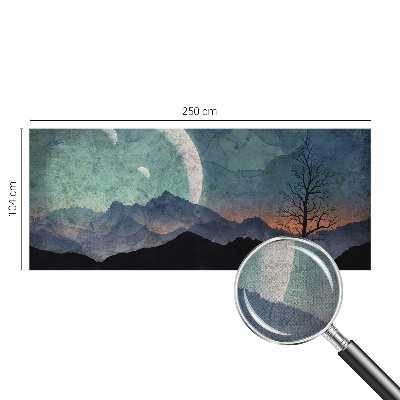 Self-adhesive wall mural featuring a night landscape