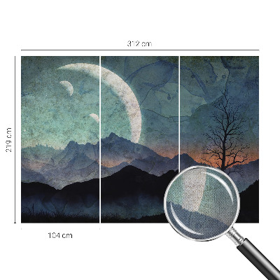 Self-adhesive wall mural featuring a night landscape