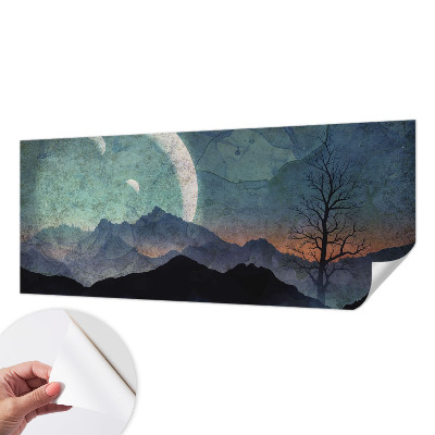 Self-adhesive wall mural featuring a night landscape