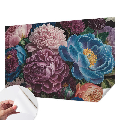 Peel and stick wall mural for kids' room with colorful flowers