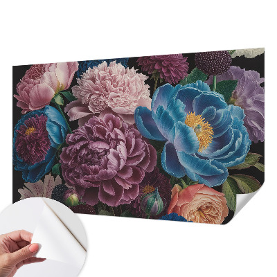 Peel and stick wall mural for kids' room with colorful flowers