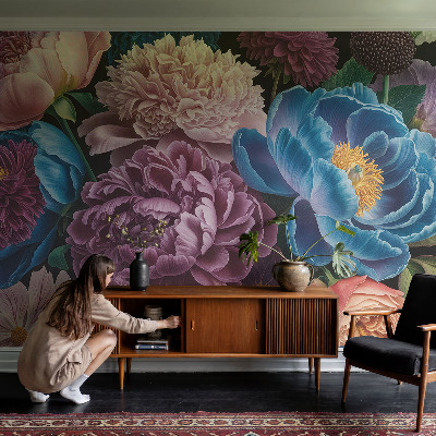Peel and stick wall mural for kids' room Colorful flowers