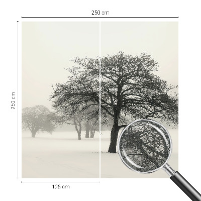 3D wall mural with a winter trees design