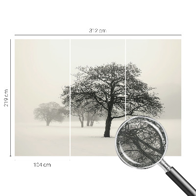 3D wall mural with a winter trees design
