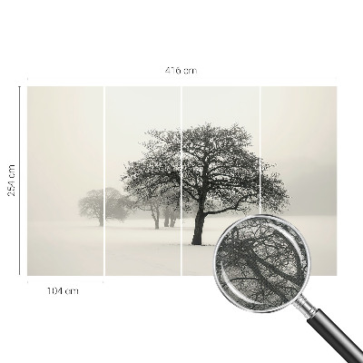 3D wall mural with a winter trees design