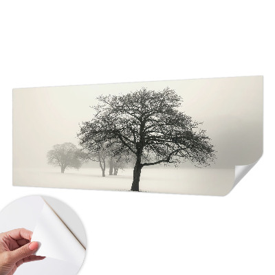 3D wall mural with a winter trees design