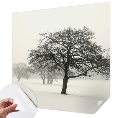 3D wall mural with a winter trees design