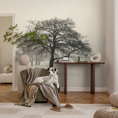 3D wall mural with a winter trees design