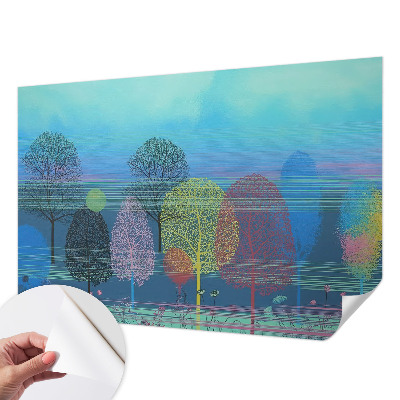 Nursery wall mural in colorful harmony for a baby room