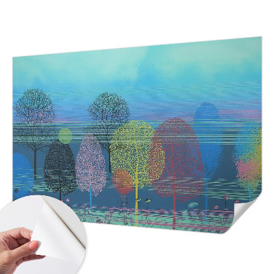 Nursery wall mural in colorful harmony for a baby room