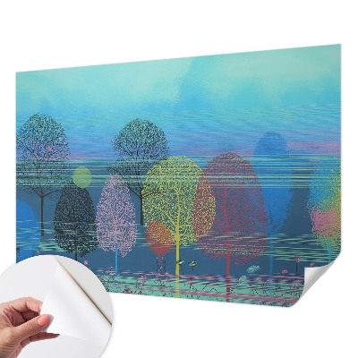 Nursery wall mural in colorful harmony for a baby room