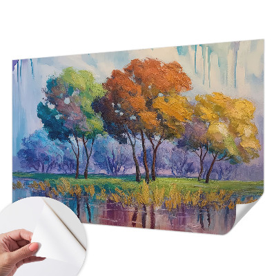 Self-adhesive photo wallpaper with a tree abstraction design