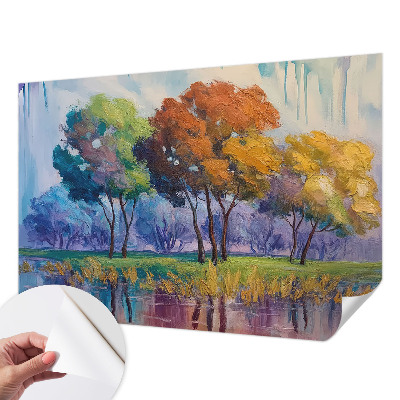 Self-adhesive photo wallpaper with a tree abstraction design