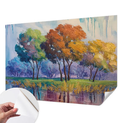 Self-adhesive photo wallpaper with a tree abstraction design