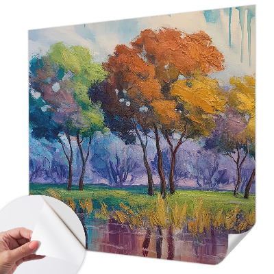 Self-adhesive photo wallpaper with a tree abstraction design