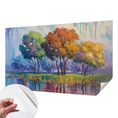 Self-adhesive photo wallpaper with a tree abstraction design