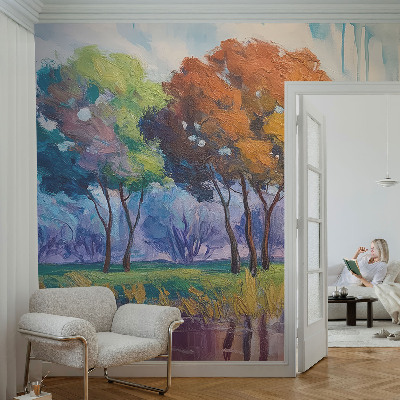 Self-adhesive photo wallpaper with a tree abstraction design