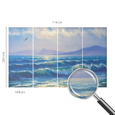 Baby room wall mural with a sea waves design